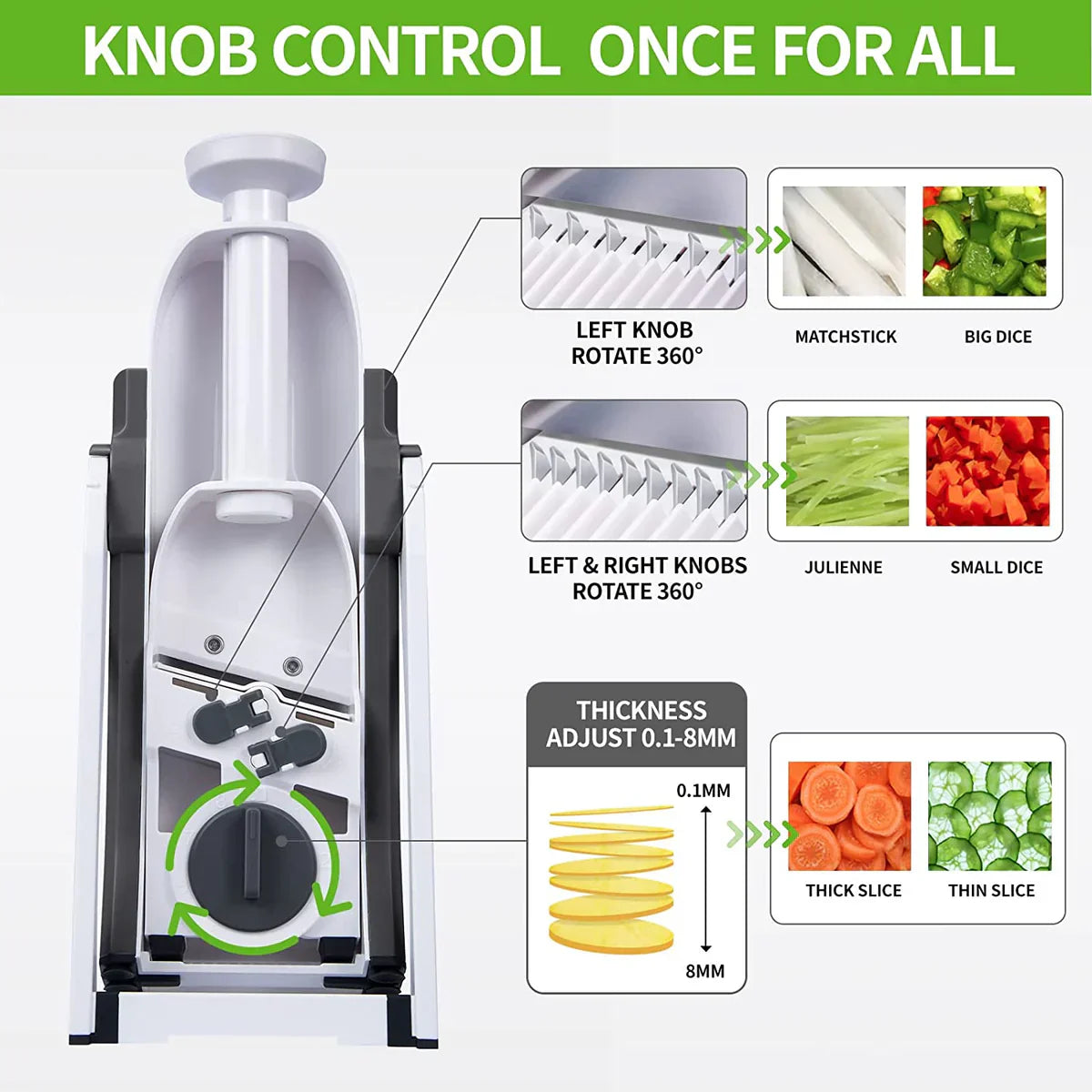 Adjustable Vegetable Cutter, 4-in-1 Mandoline