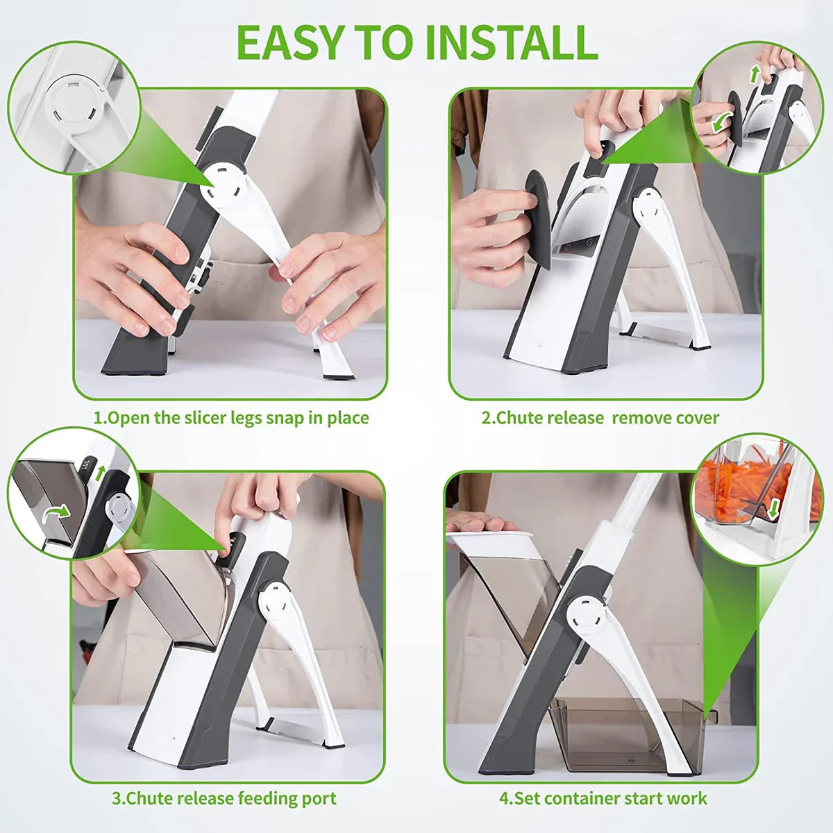 Adjustable Vegetable Cutter, 4-in-1 Mandoline