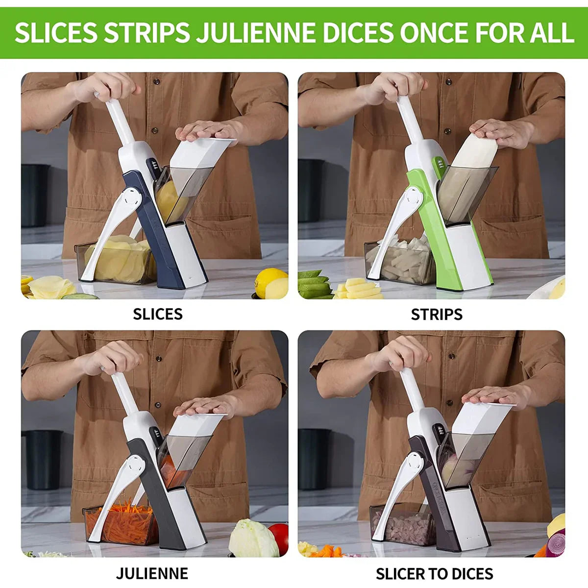 Adjustable Vegetable Cutter, 4-in-1 Mandoline